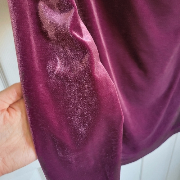 Land's End purple velvet long sleeve drape neck top women's small size 6 - 8 - Picture 11 of 16
